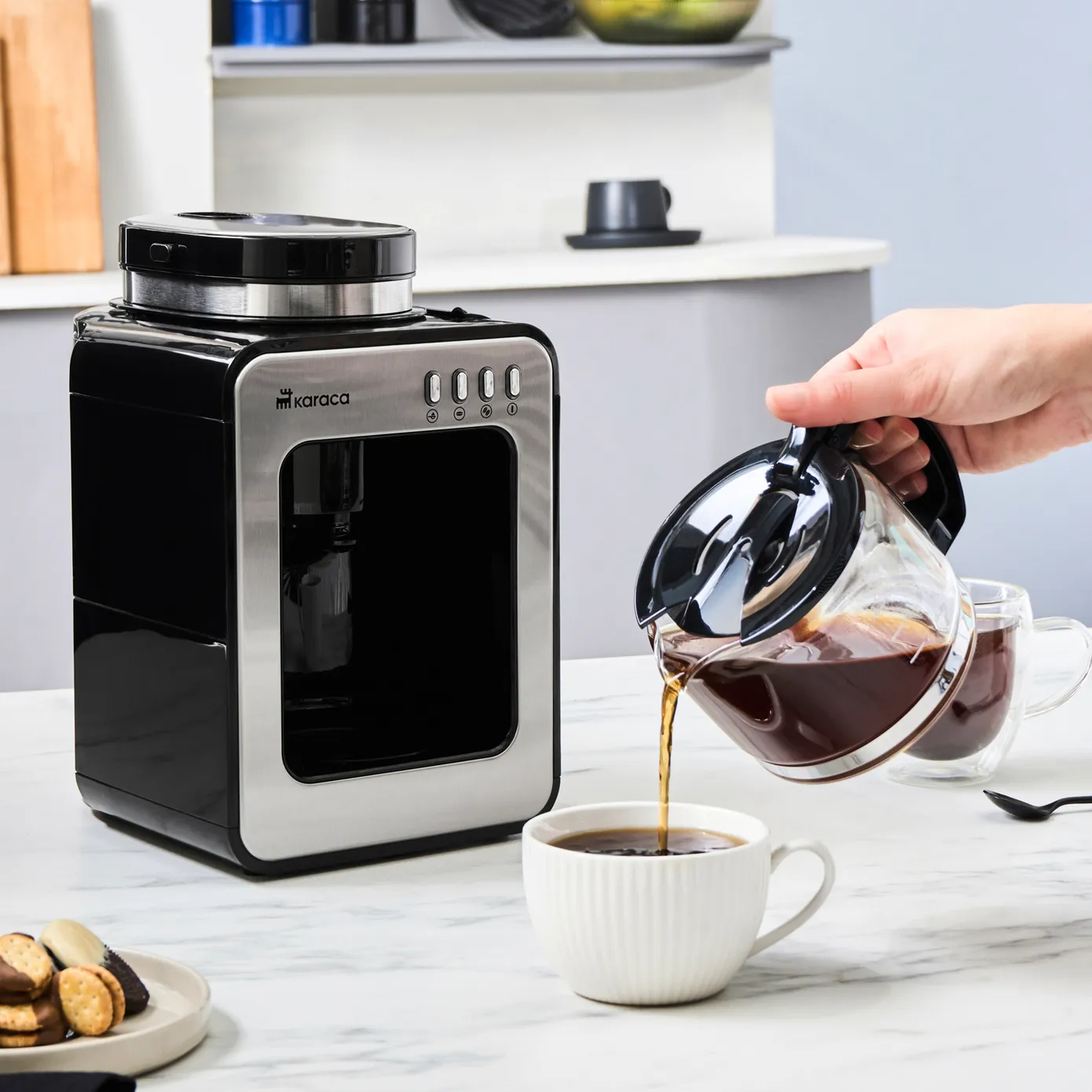 Karaca Grindmaestro Filterkoffiezetapparaat met Ingebouwde Molen, 0,5L, 600W, Inox - Image 3
