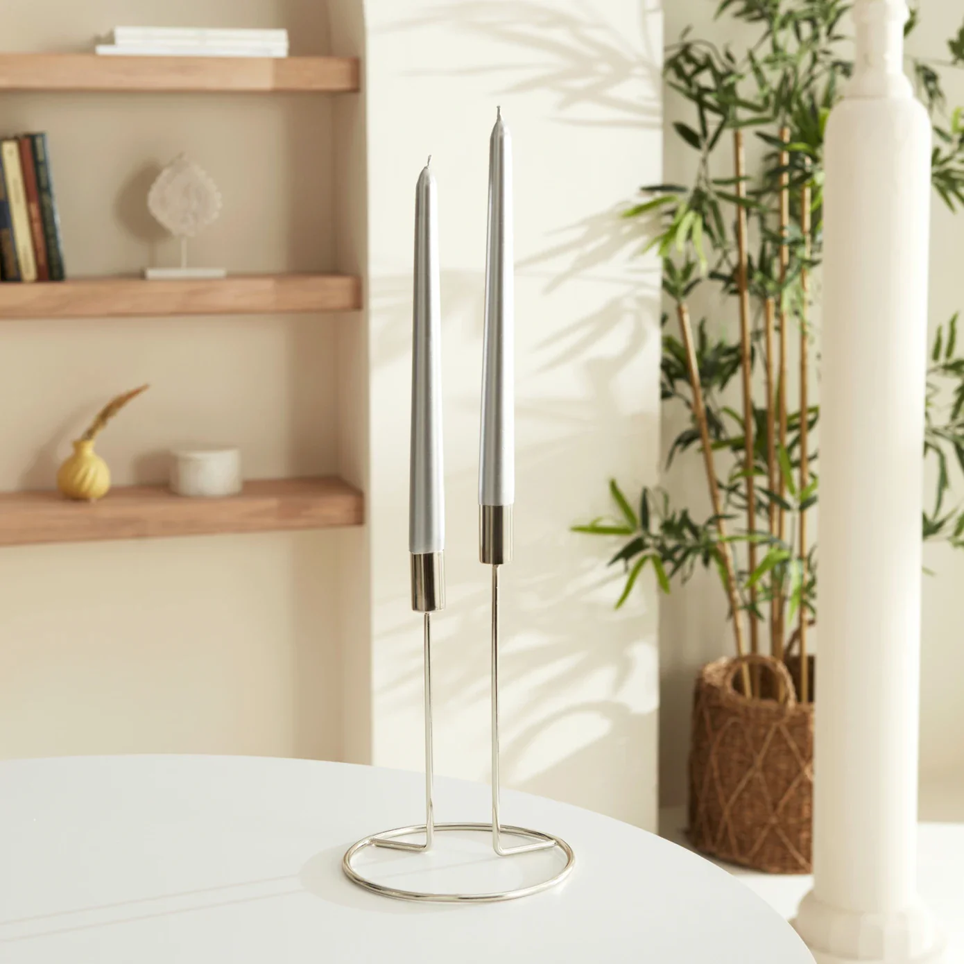 Karaca Home 2-delige Kaarsenhouder Zilver 24 cm
