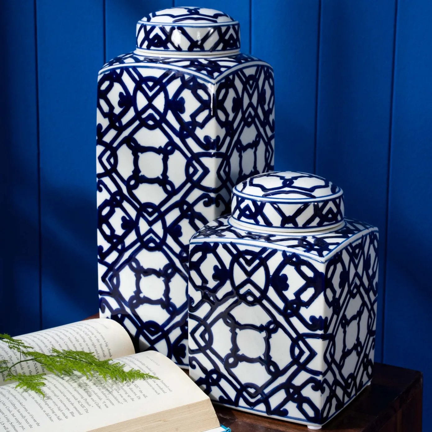 Karaca Home Blauw Wit Rechthoekige Kubus 37 cm - Image 3