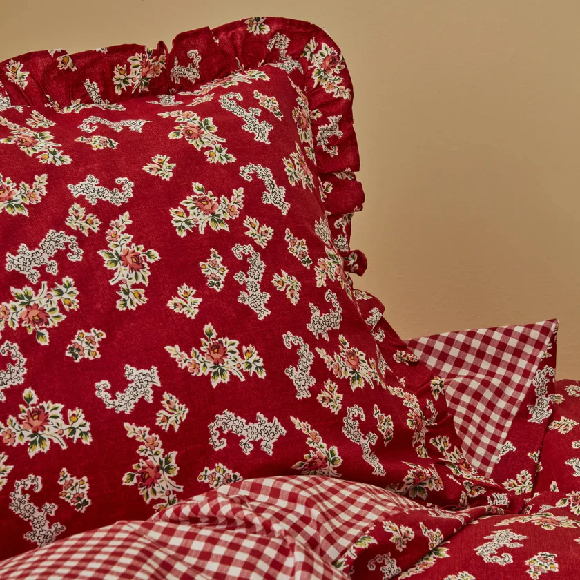 Karaca Home Carlo 100% katoenen eenpersoons dekbedovertrekset rood - Image 3