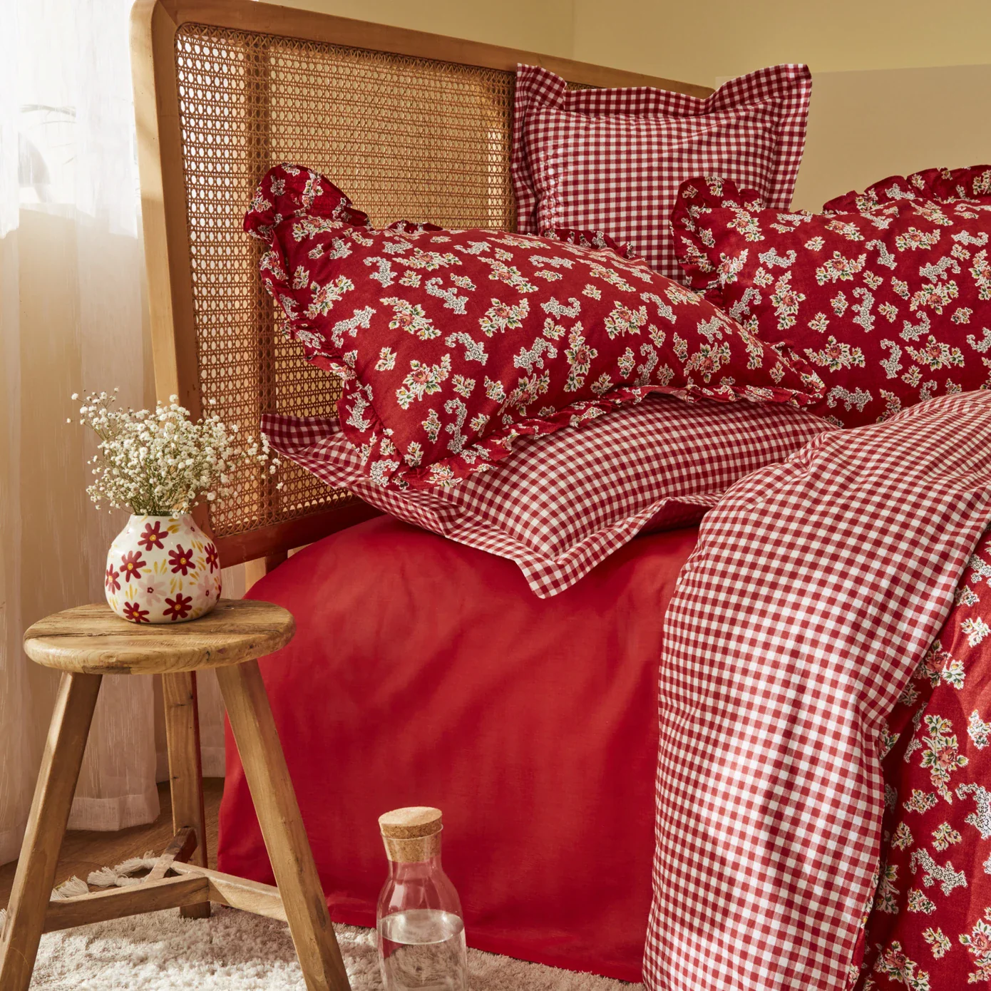 Karaca Home Carlo 100% Katoenen Tweepersoons Dekbedovertrek Set Rood - Image 3