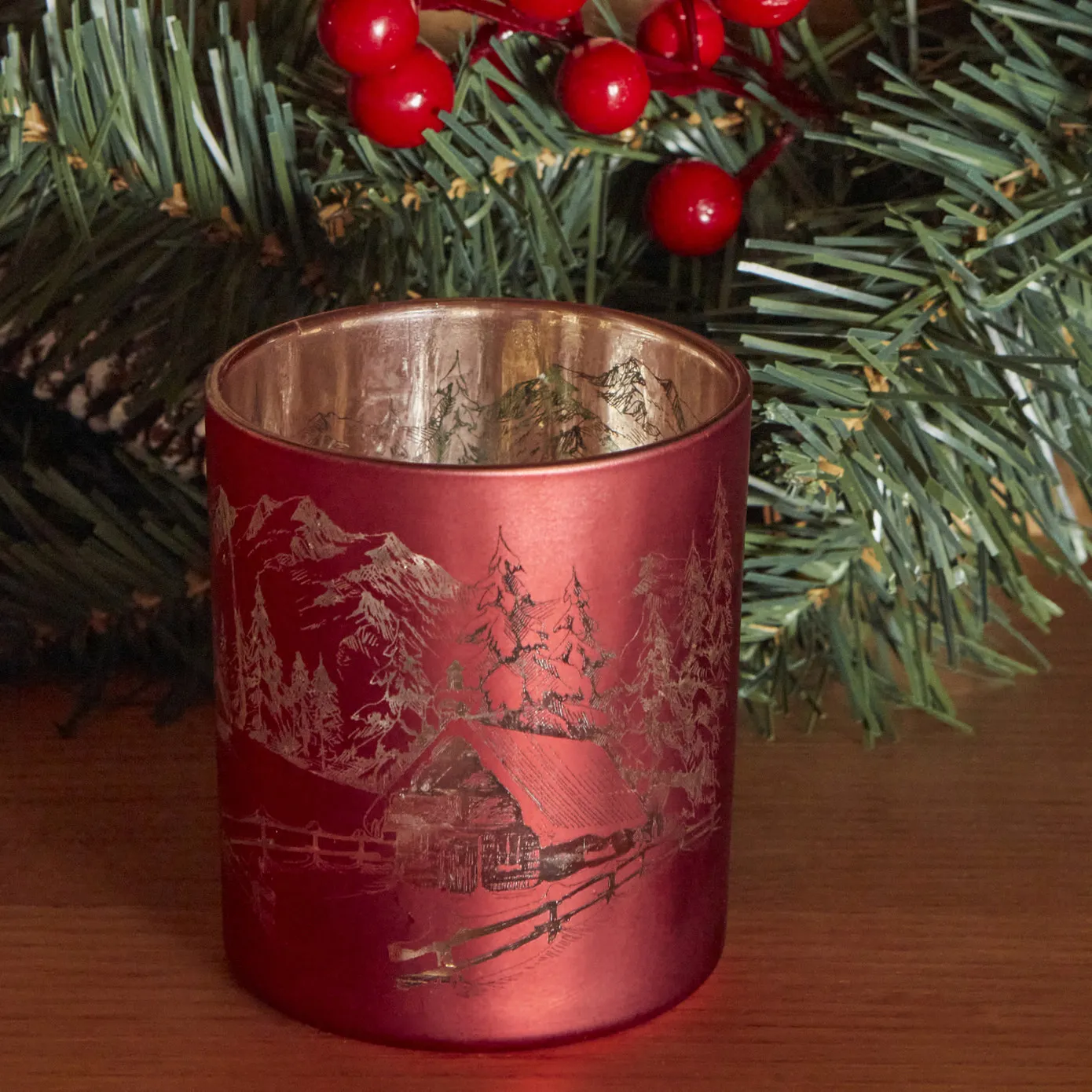 Karaca Home Christmas Helena Rood Glazen Kaarshouder 7x7.8 Cm - Image 2