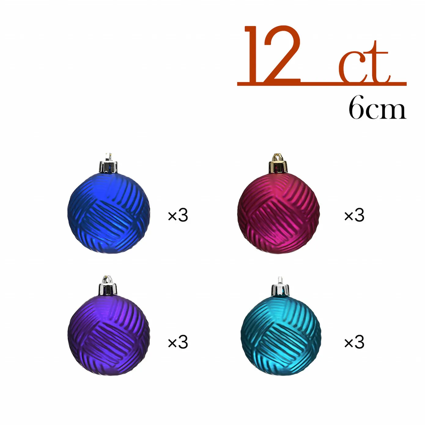 Karaca Home New Year Kleurrijke Kerstboomdecoratie Set, 12 Stukken, 6 cm - Image 8