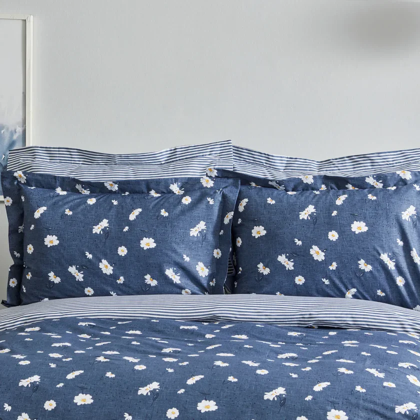 Karaca Home Daisy 100% katoenen eenpersoons dekbedovertrekset indigo - Image 5