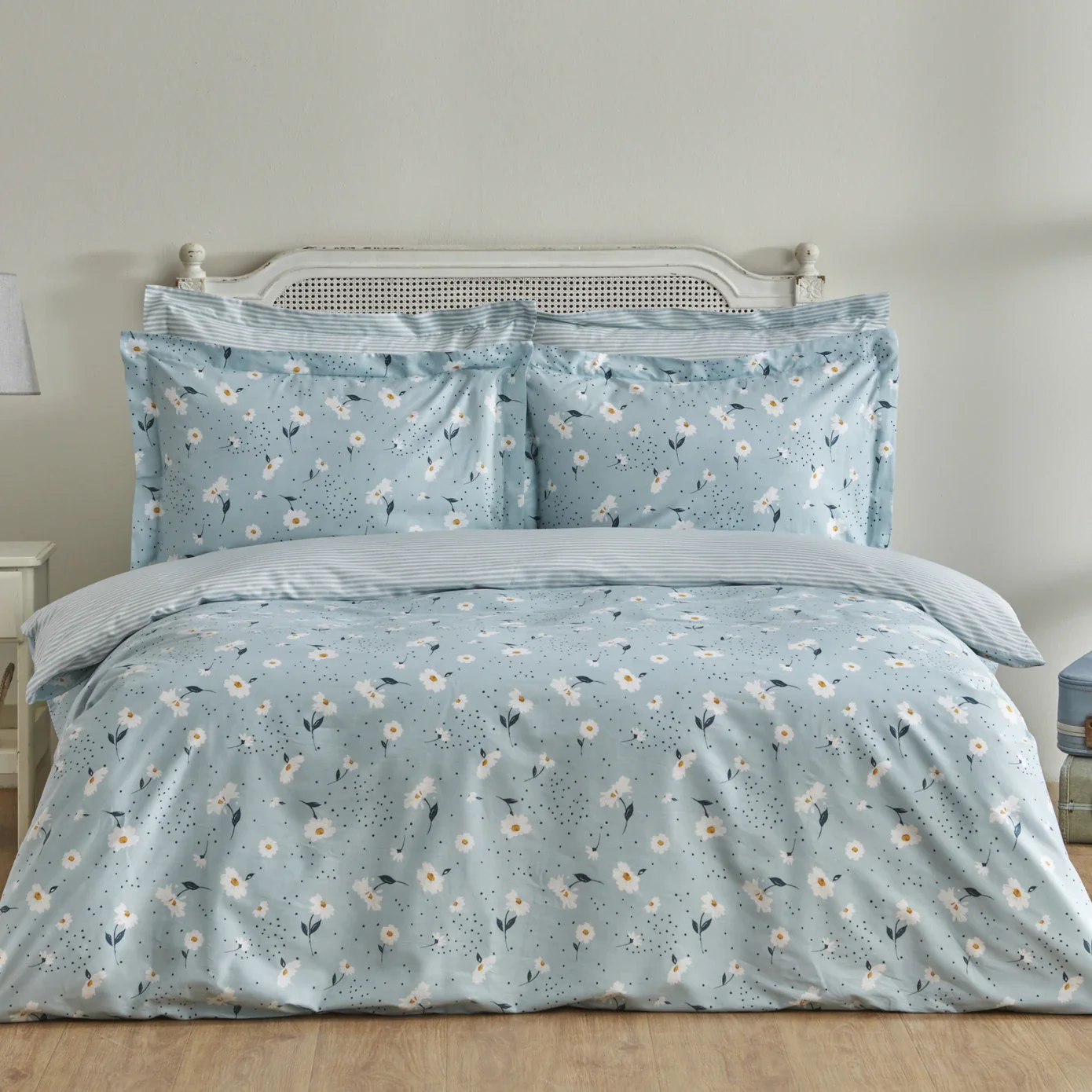 Karaca Home Daisy 100% katoenen tweepersoons dekbedovertrekset mint
