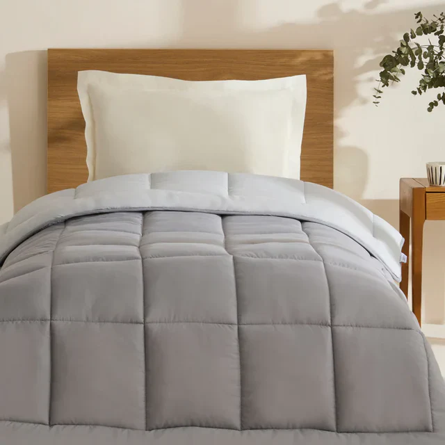 Karaca Home Double Face Dekbedovertrek, 155x220 cm, Antraciet-Grijs