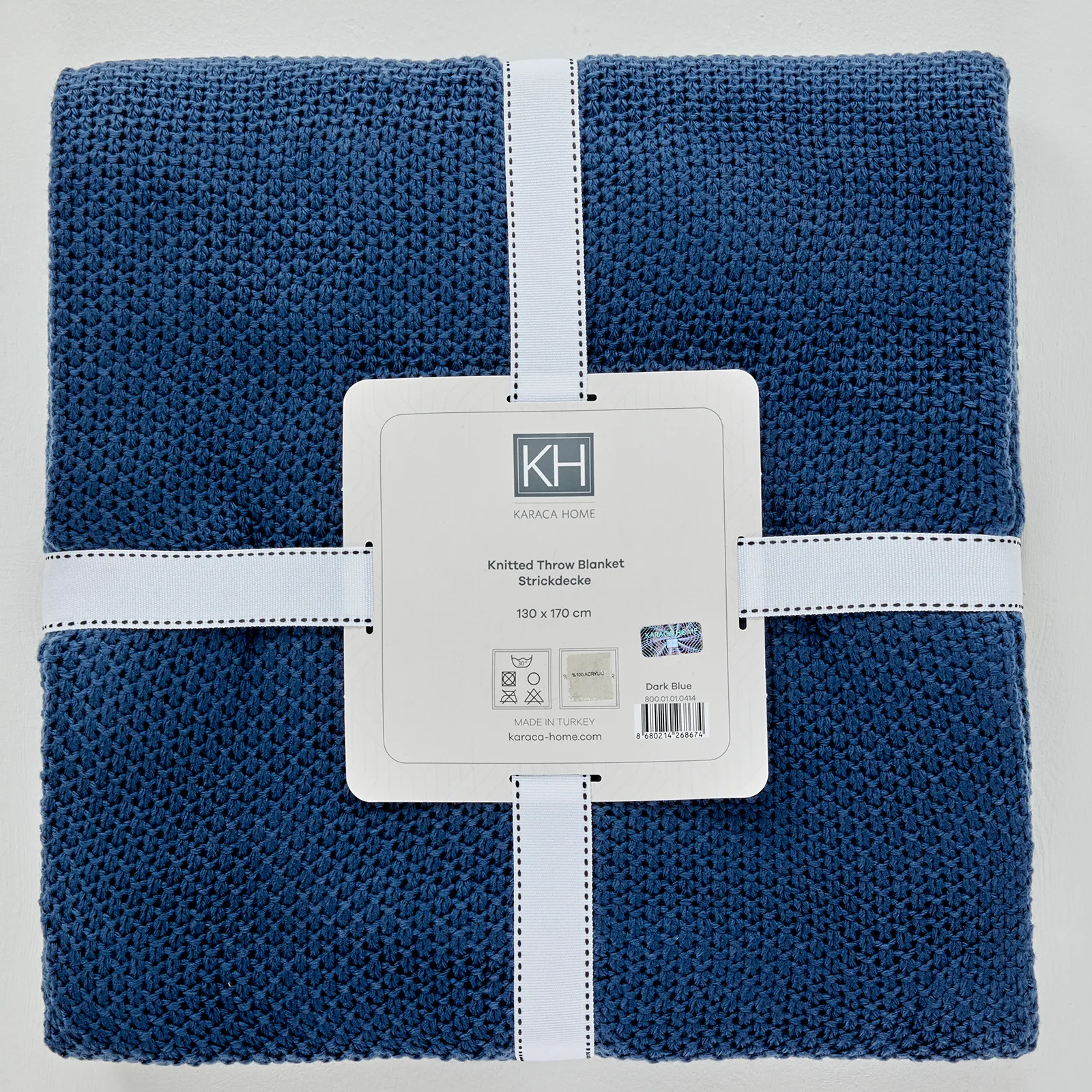 Karaca Home, dubbelzijdig gestikte plaid, 130x170 cm, Oeko-Tex gecertificeerd, donkerblauw - Image 2