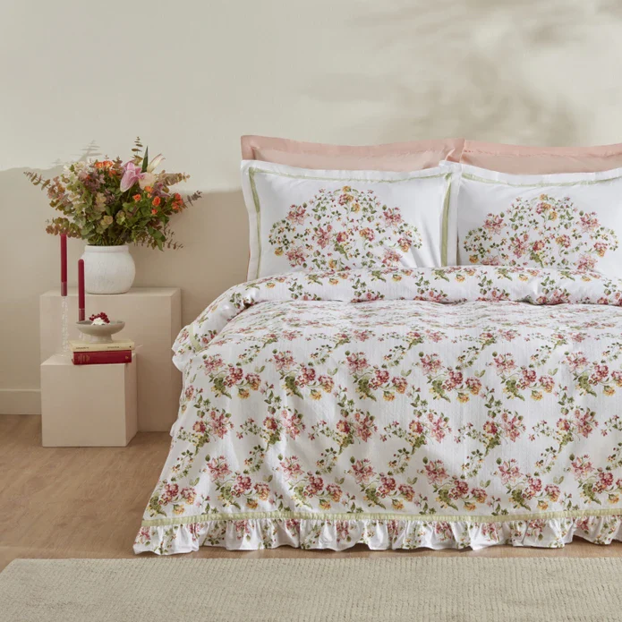 Karaca Home Emilie 100% Katoenen Double Dekbed Set Roze
