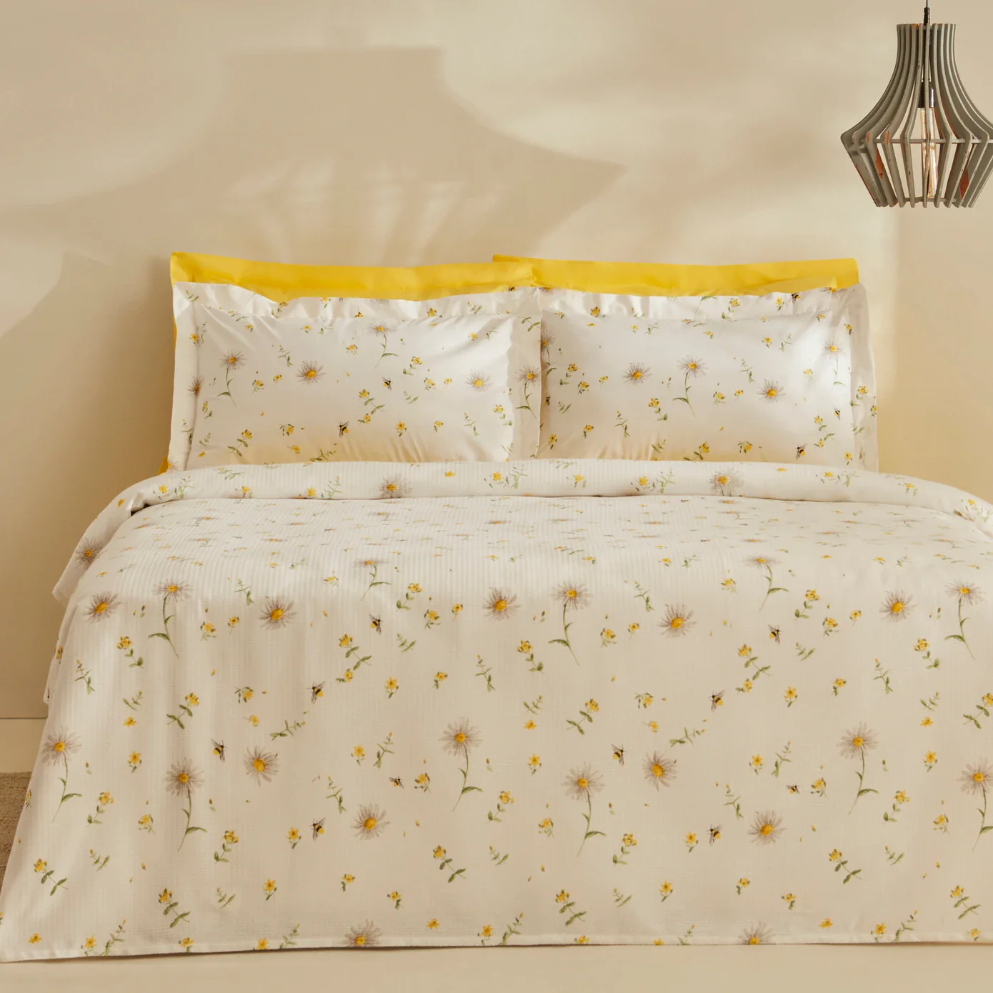 Karaca Home Emma 100% Katoenen Dubbel Bedsprei Set Geel