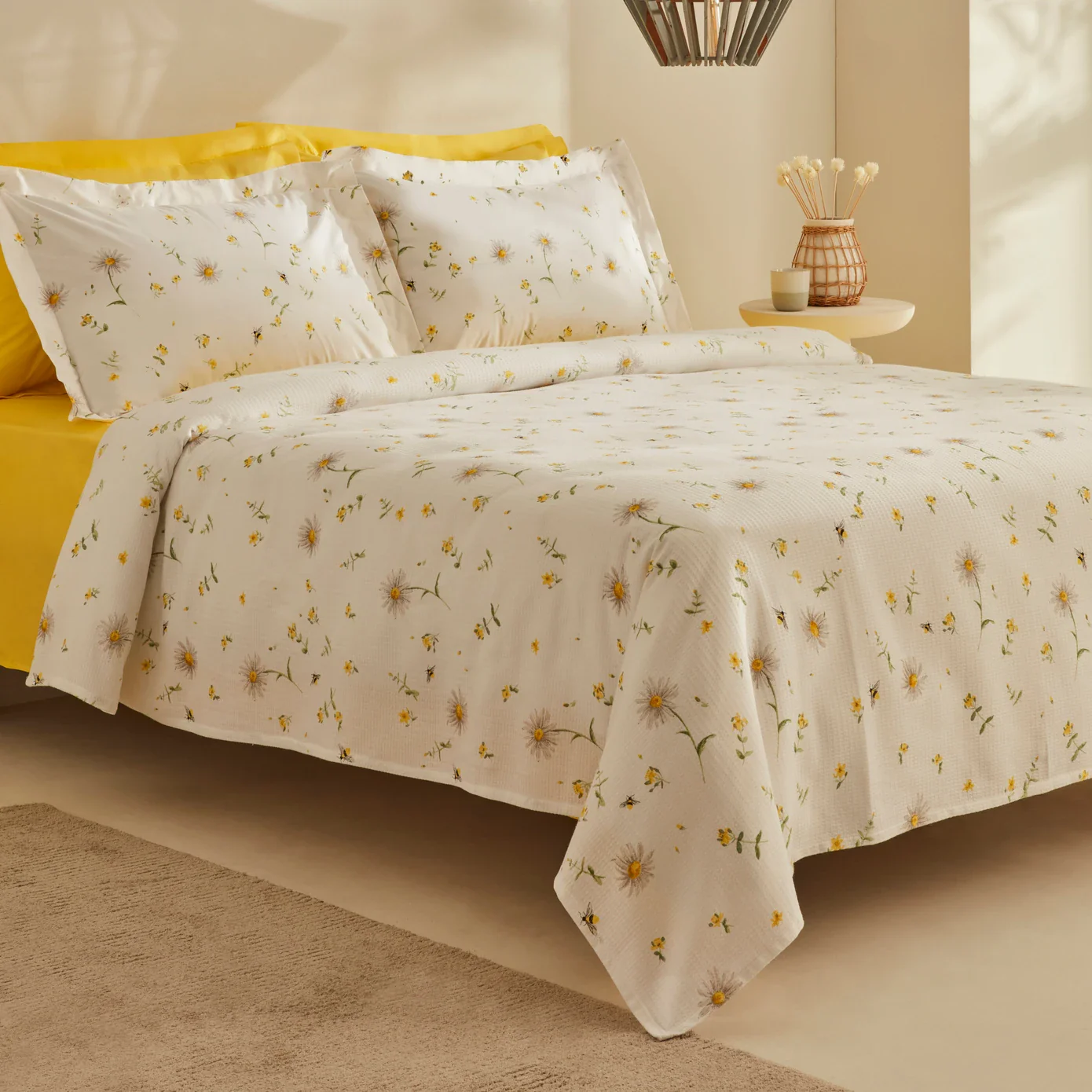 Karaca Home Emma 100% Katoenen Dubbel Bedsprei Set Geel - Image 2