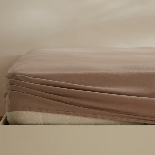 Karaca Home Jersey Hoeslaken, 120x200+30 cm, Beige
