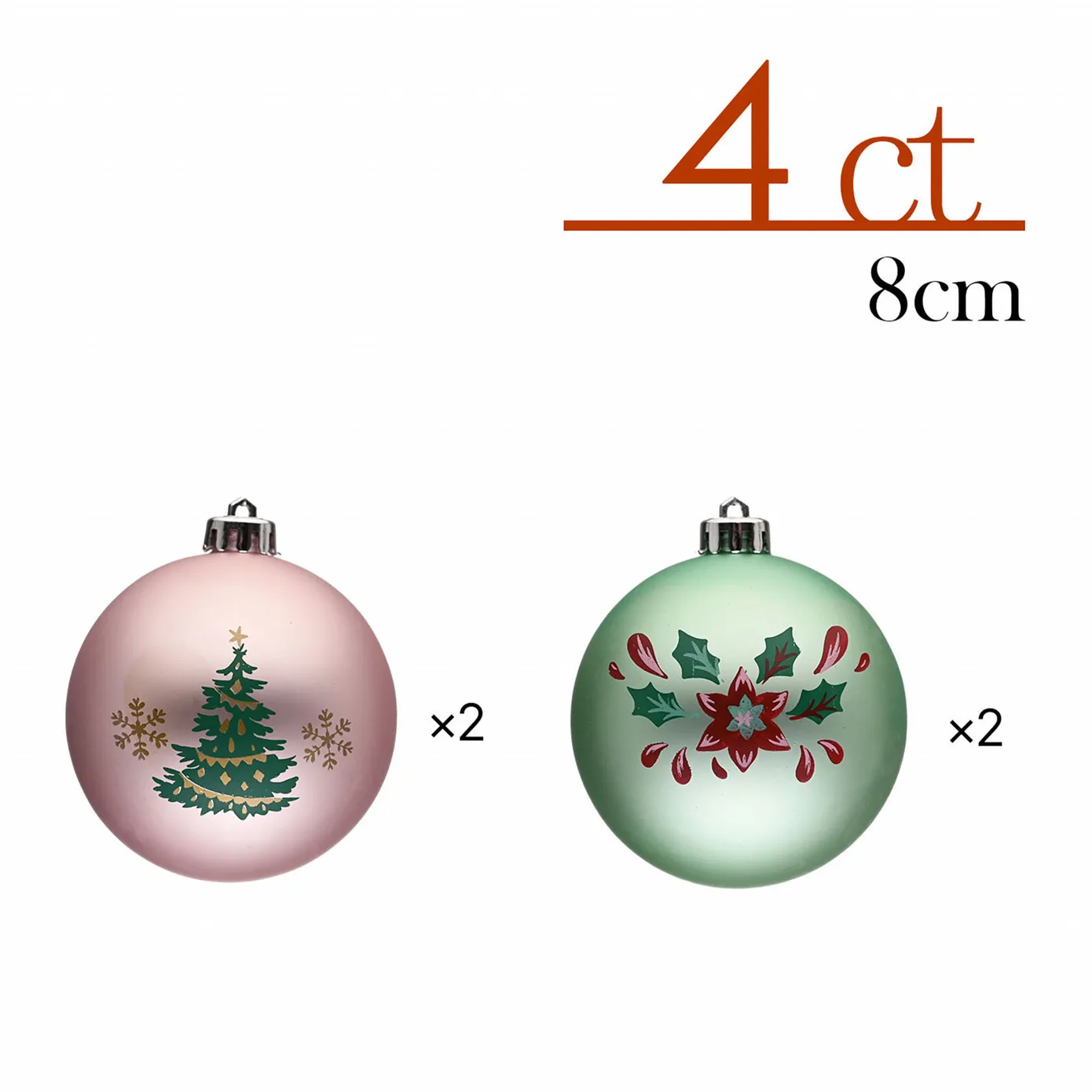 Karaca Home New Year Pretty Kerstboomdecoratie Set, 4 Stukken, 8 cm - Image 6