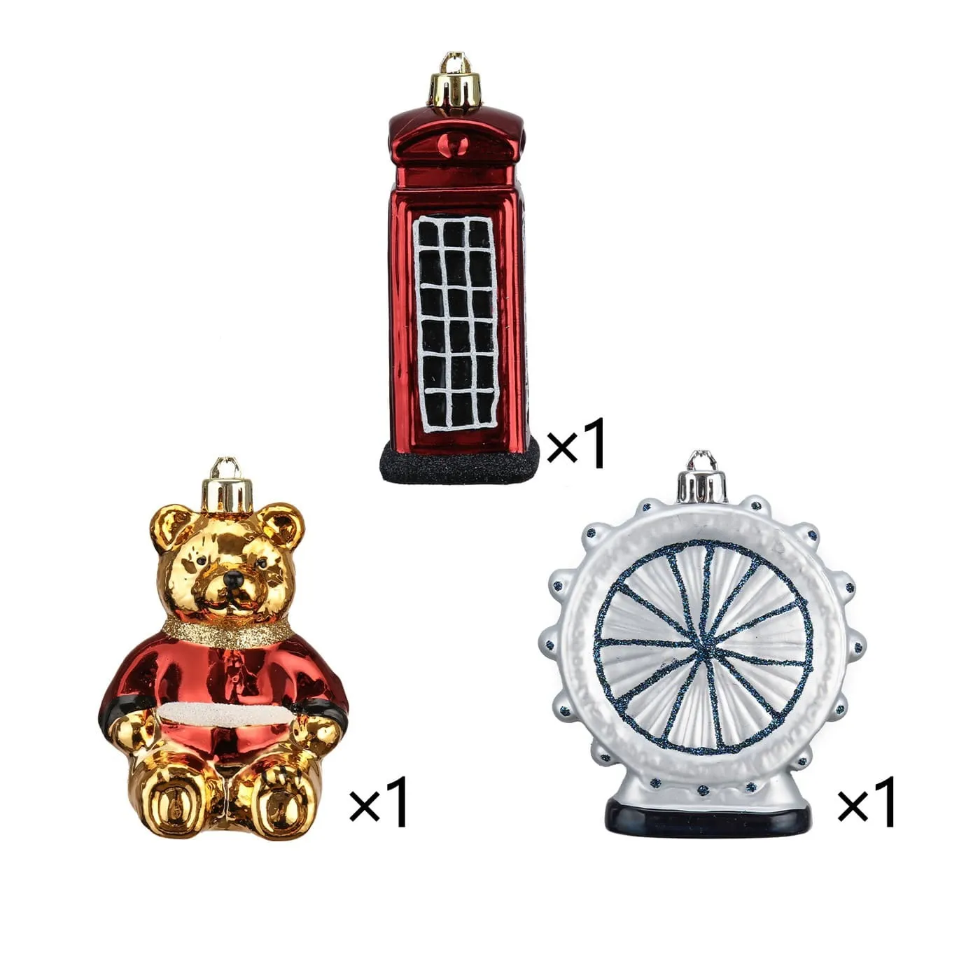 Karaca Home New Year Londen Kerstboomdecoratie Set, 3 Stukken