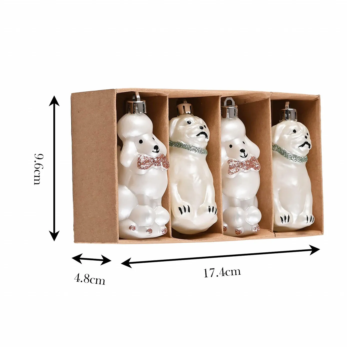 Karaca Home New Year Witte Puppies Kerstboomdecoratie Set, 4 Stukken - Image 4