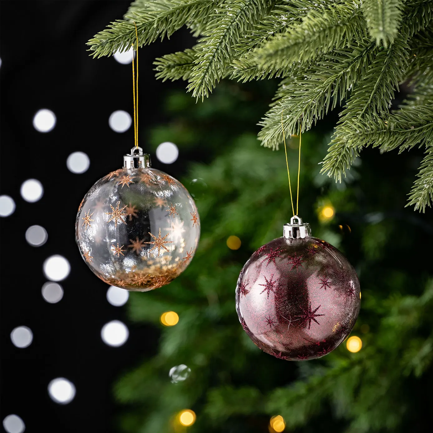 Karaca Home New Year Glitter Kerstboomdecoratie Set, 4 Stukken, 8 cm