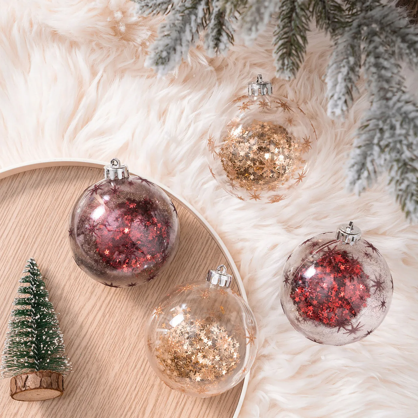 Karaca Home New Year Glitter Kerstboomdecoratie Set, 4 Stukken, 8 cm - Image 3