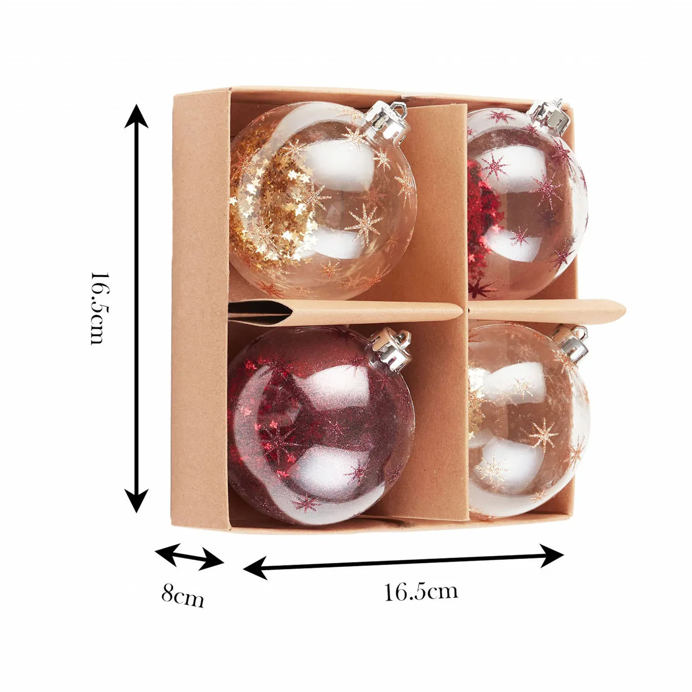 Karaca Home New Year Glitter Kerstboomdecoratie Set, 4 Stukken, 8 cm - Image 5