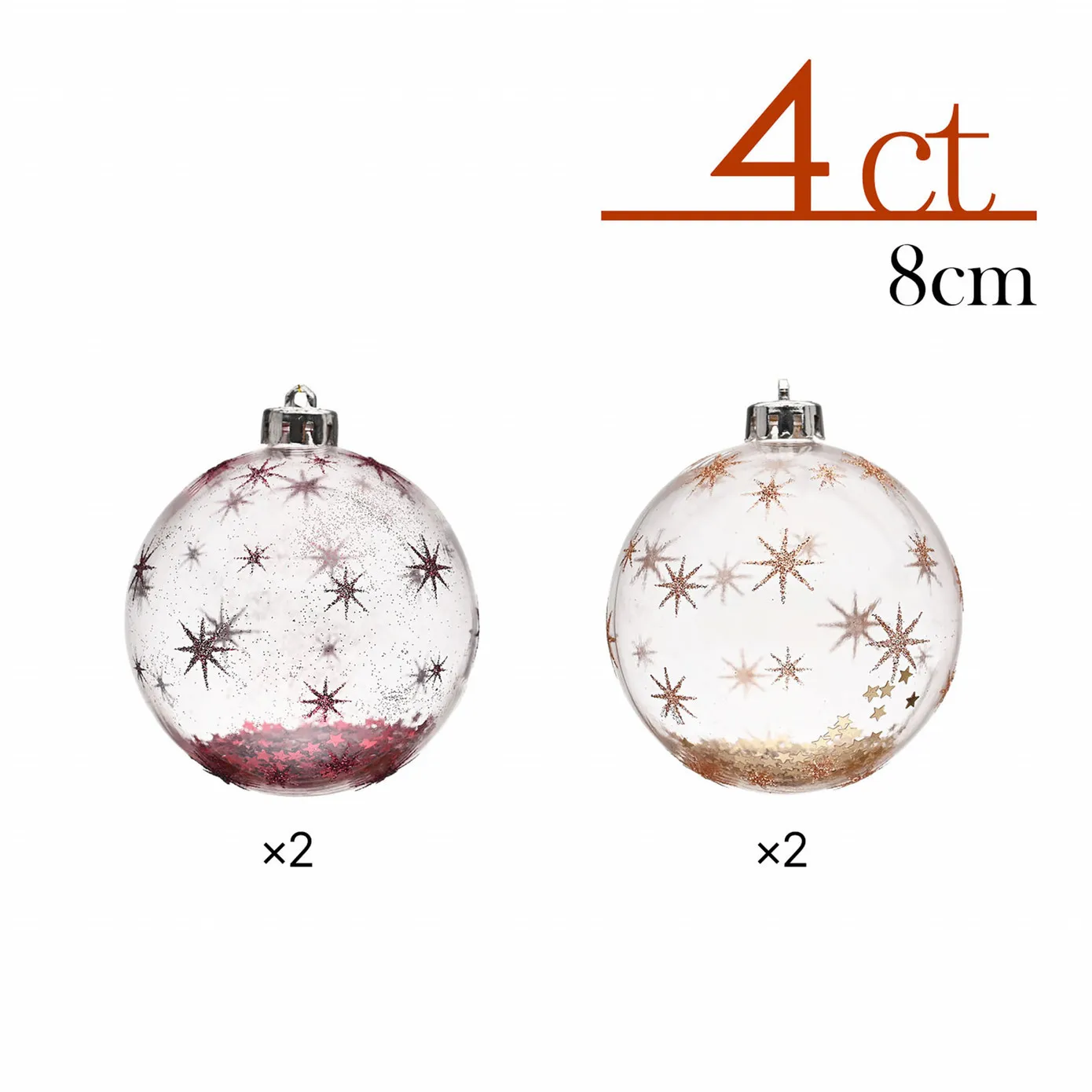 Karaca Home New Year Glitter Kerstboomdecoratie Set, 4 Stukken, 8 cm - Image 6