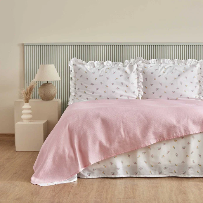 Karaca Home Lidya 100% Katoen Tweepersoons Beddeken Set - Poeder - Image 3