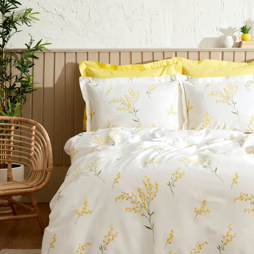 Karaca Home Loretta geel 100% katoenen eenpersoons beddengoed set - Image 2