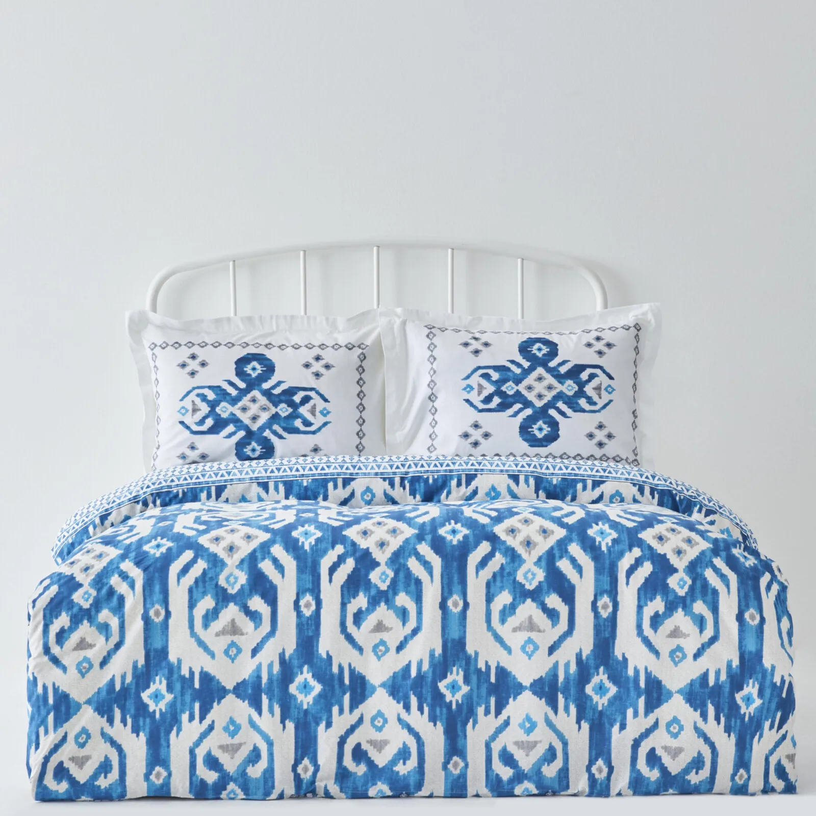 Karaca Home Neos blauw - tweepersoons dekbedovertrekset van katoen