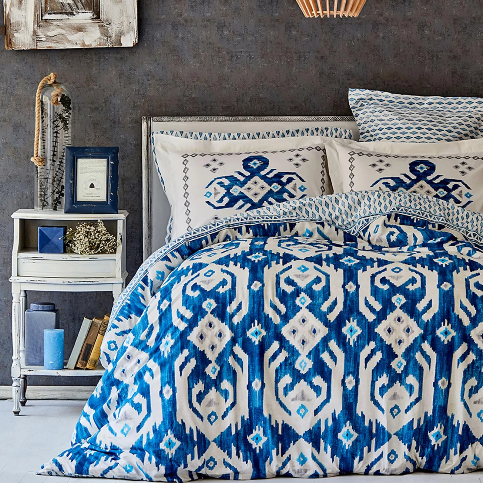Karaca Home Neos blauw - tweepersoons dekbedovertrekset van katoen - Image 2