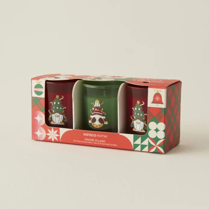 Karaca Home New Year Gnome Village 3-delige Geurkaars Set - Image 3