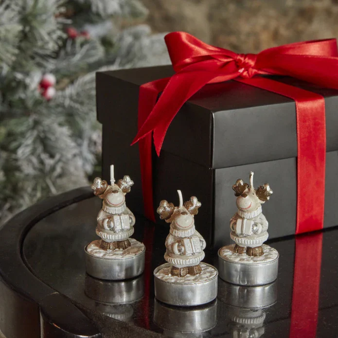 Karaca Home New Year Reindeer 3-delige Theelicht Kaars 14x9,3x6 cm - Image 2