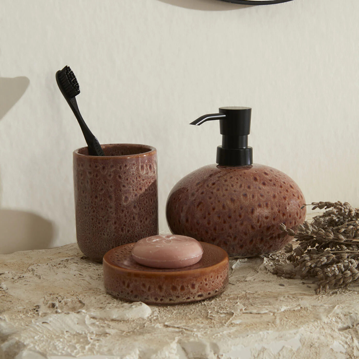 Karaca Home Olivia 3-delige badkameraccessoireset