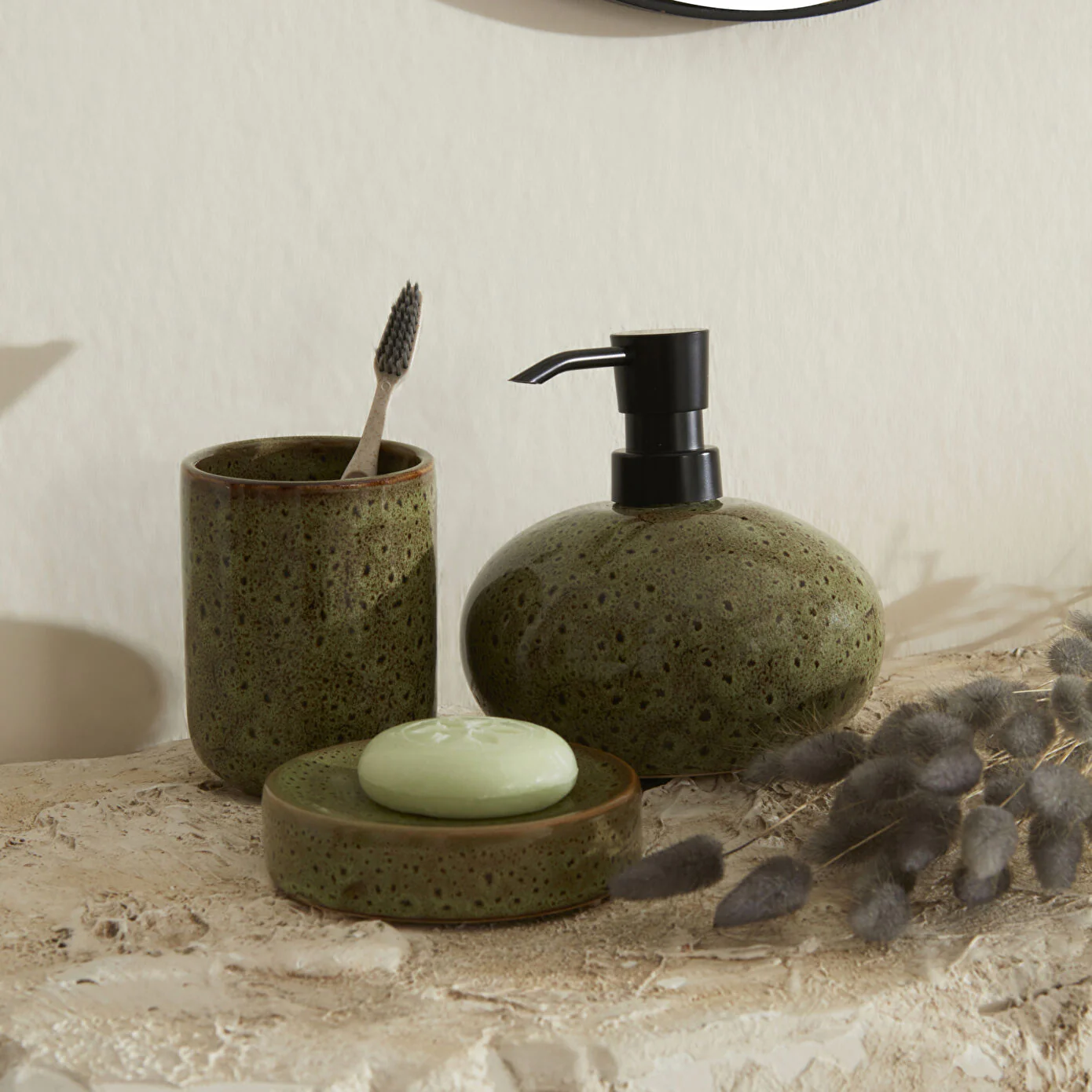 Karaca Home Olivia 3-delige badkameraccessoireset Groen - Image 2