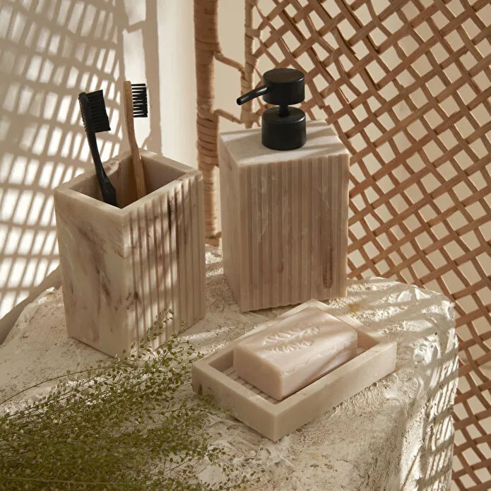 Karaca Home Pietra 3-delige Badkamer Accessoireset Wit