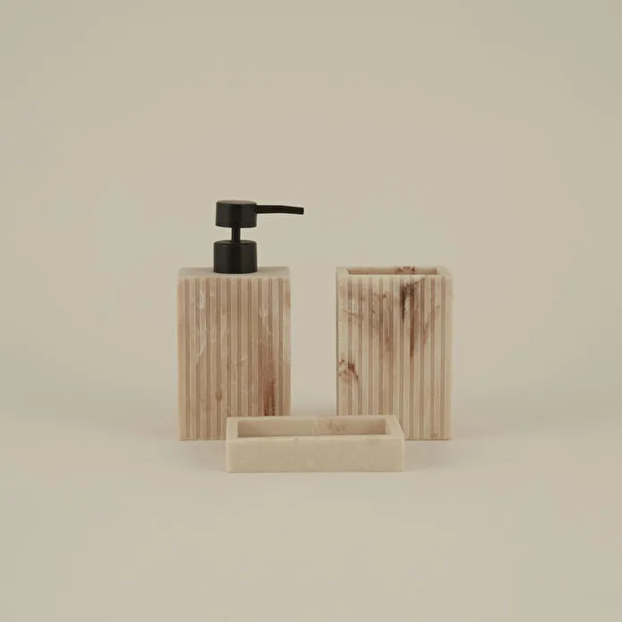 Karaca Home Pietra 3-delige Badkamer Accessoireset Wit - Image 2