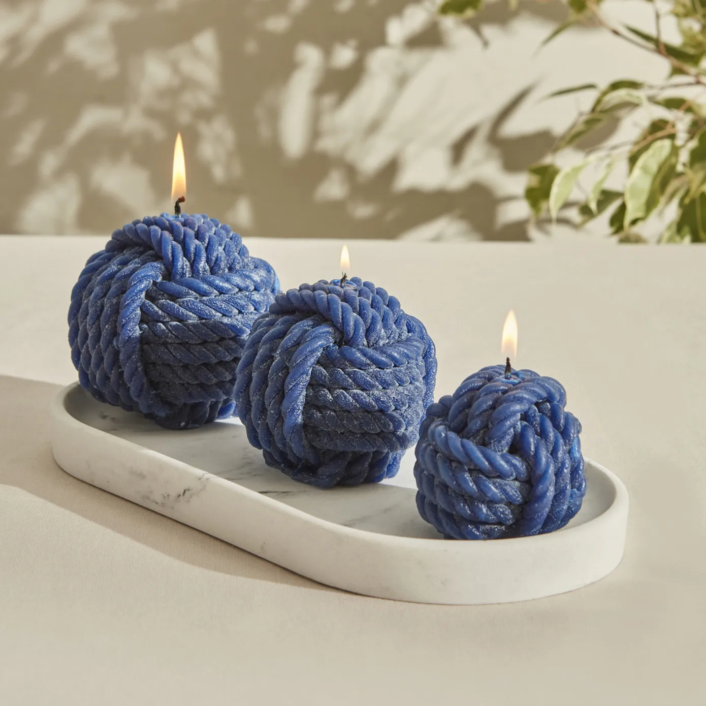 Karaca Home Rope Kaars 8 cm, marineblauw - Image 2