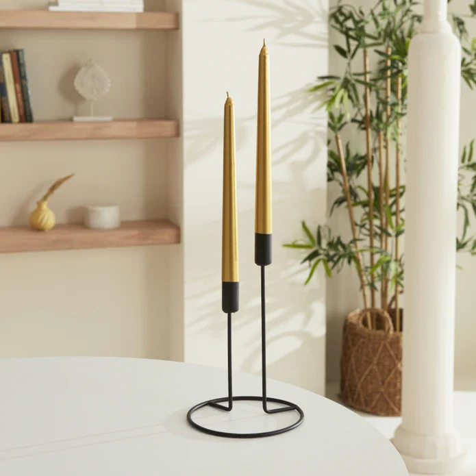 Karaca Home Set van 2 Kaarsenstandaards Gouden 24 cm