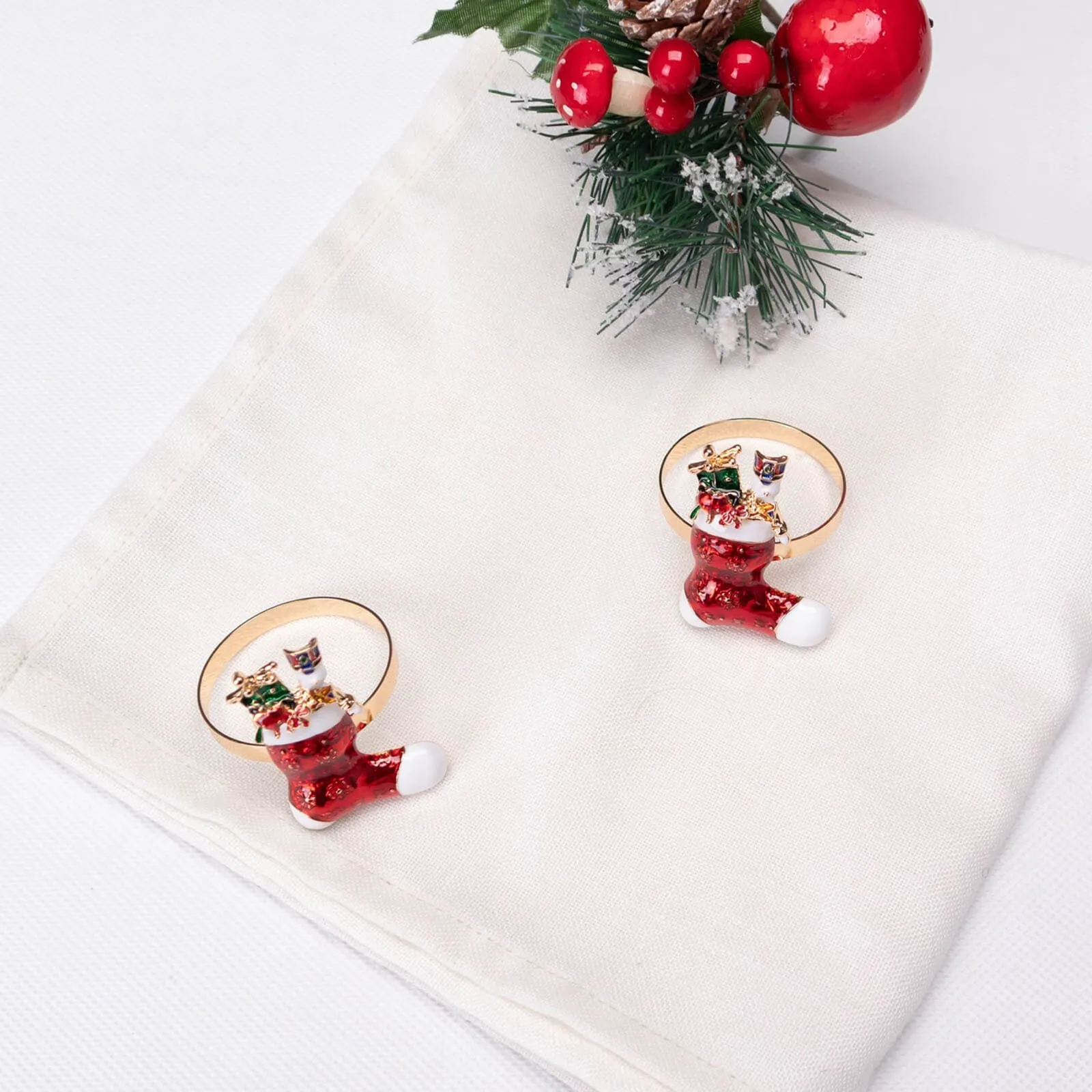 Karaca Home, set van 2 servetringen met kerstsok - Image 4