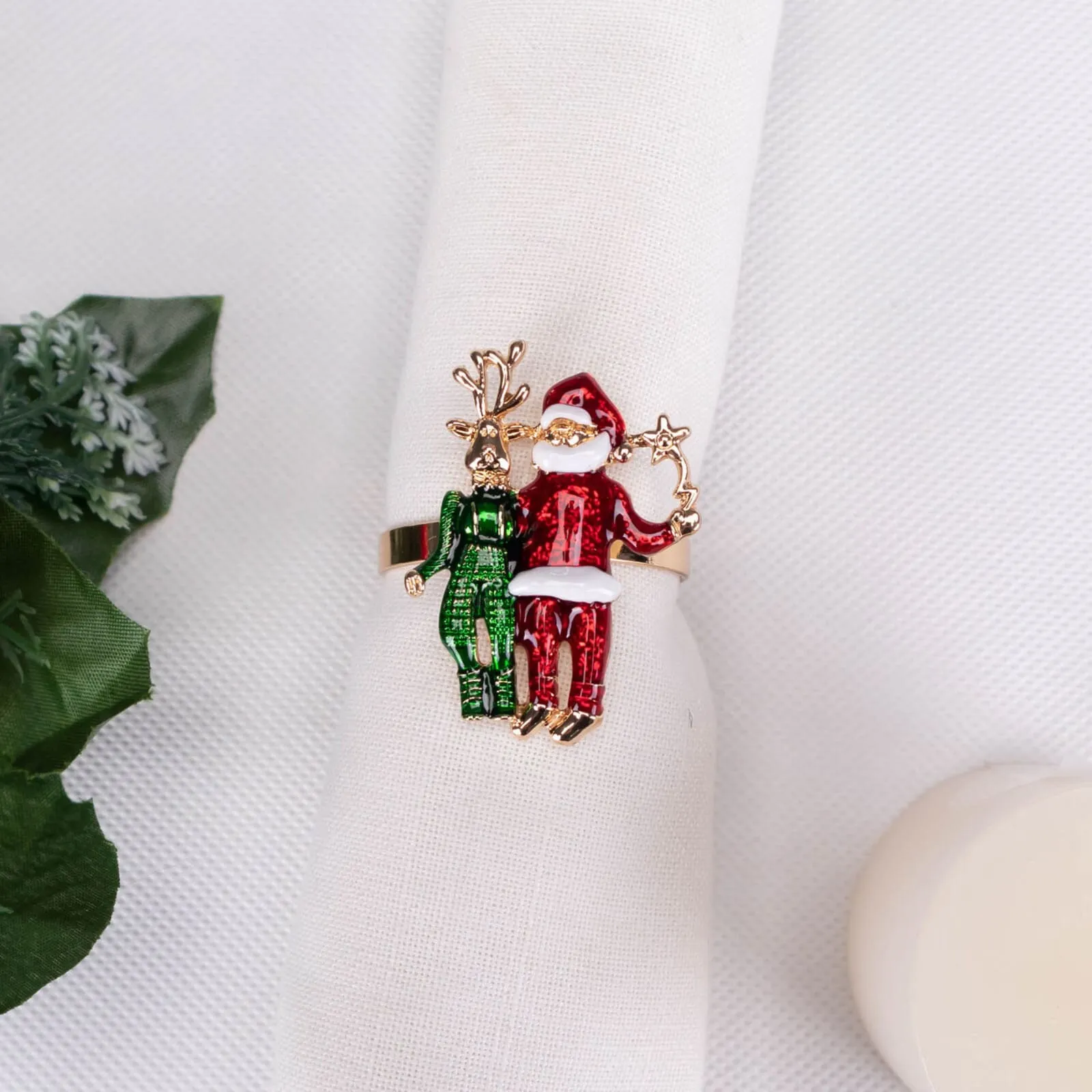 Karaca Home, set van 2 servetringen met rendier en Kerstman - Image 3