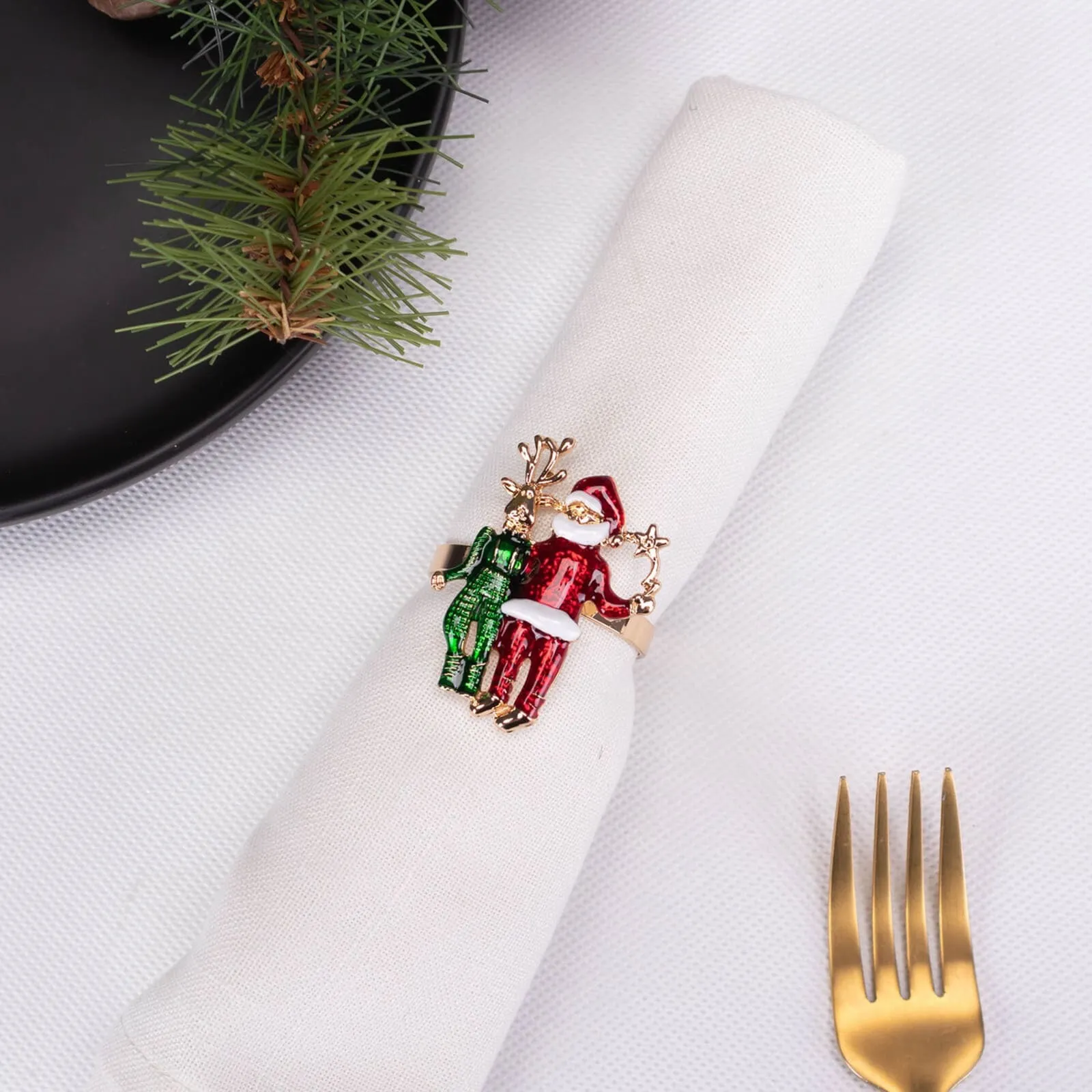 Karaca Home, set van 2 servetringen met rendier en Kerstman - Image 4