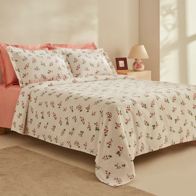 Karaca Home Silvie 100% Katoen Tweepersoonsbed Sprei Set Rood