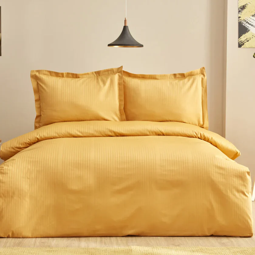 Karaca Home Uniq 100% katoenen satijn eenpersoons dekbedovertrekset, mustard