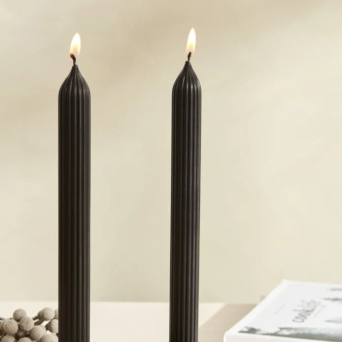 Karaca Home Wave 2-delige Zwarte Kaarsenhouder