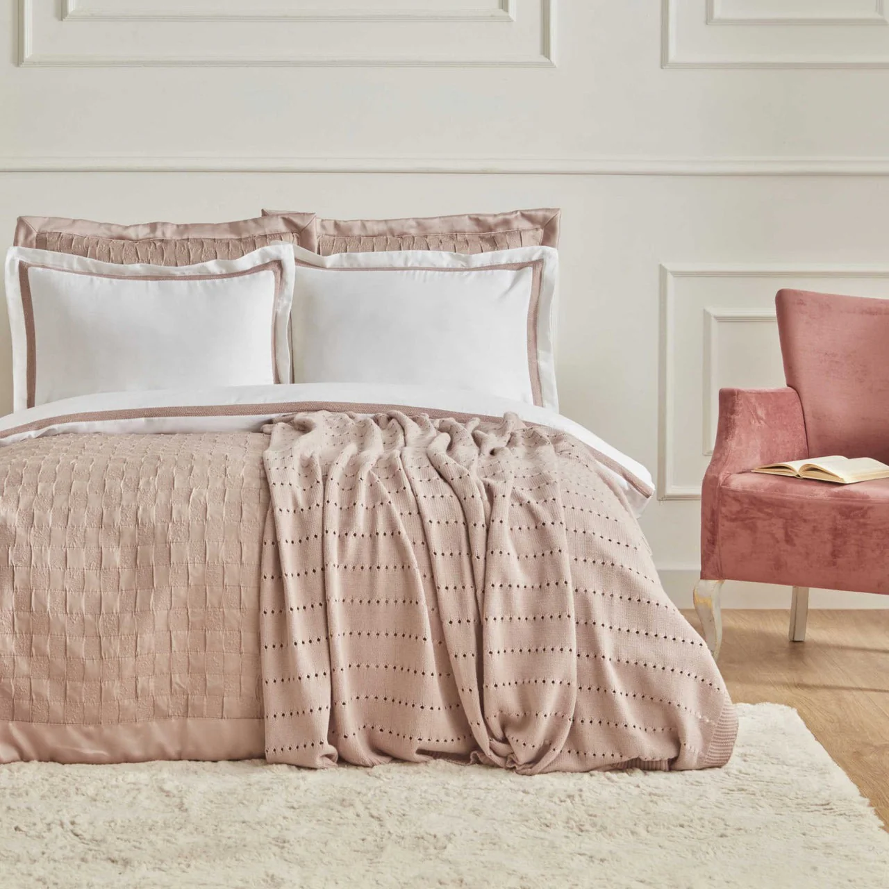 Karaca Home White Collection Bride Carina 80 Thread 100% Katoen 8-Delig Huwelijkspakket Poederroze - Image 2