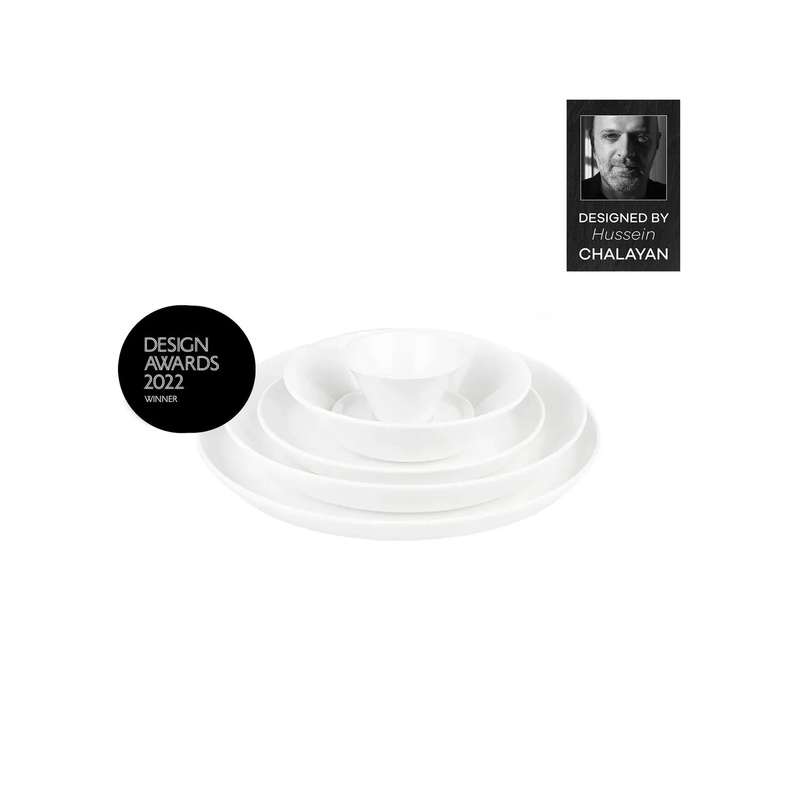 Karaca Hussein Chalayan Digital 6-delig tafelservies, Fine Pearl