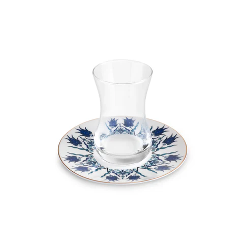 Karaca Iznik 12-delige Turkse Theeset van Bone China voor 6 Personen, 130 ml, Blauw - Image 4