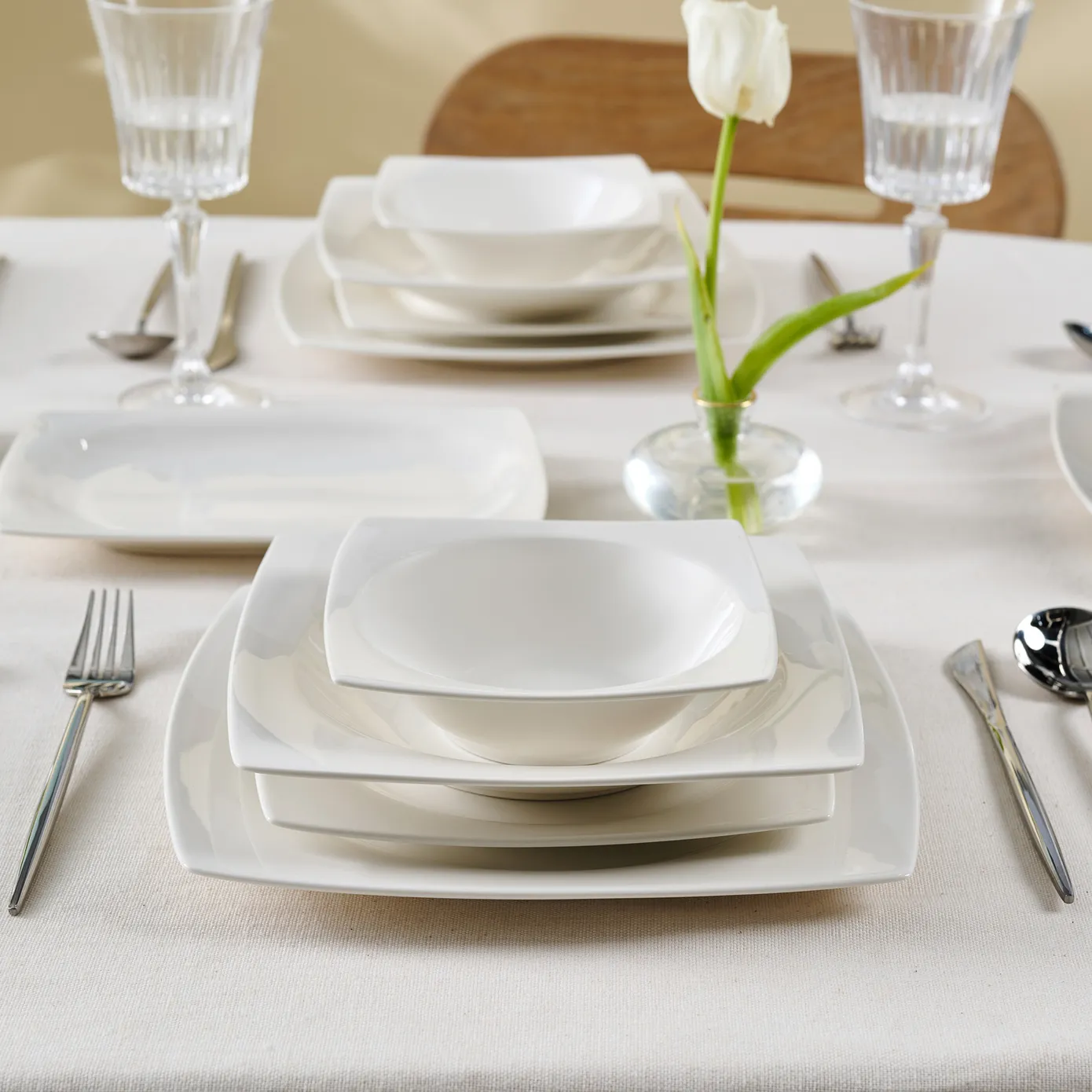 Karaca Jamie White 12-persoons Servies Set, 52-delig - Image 4