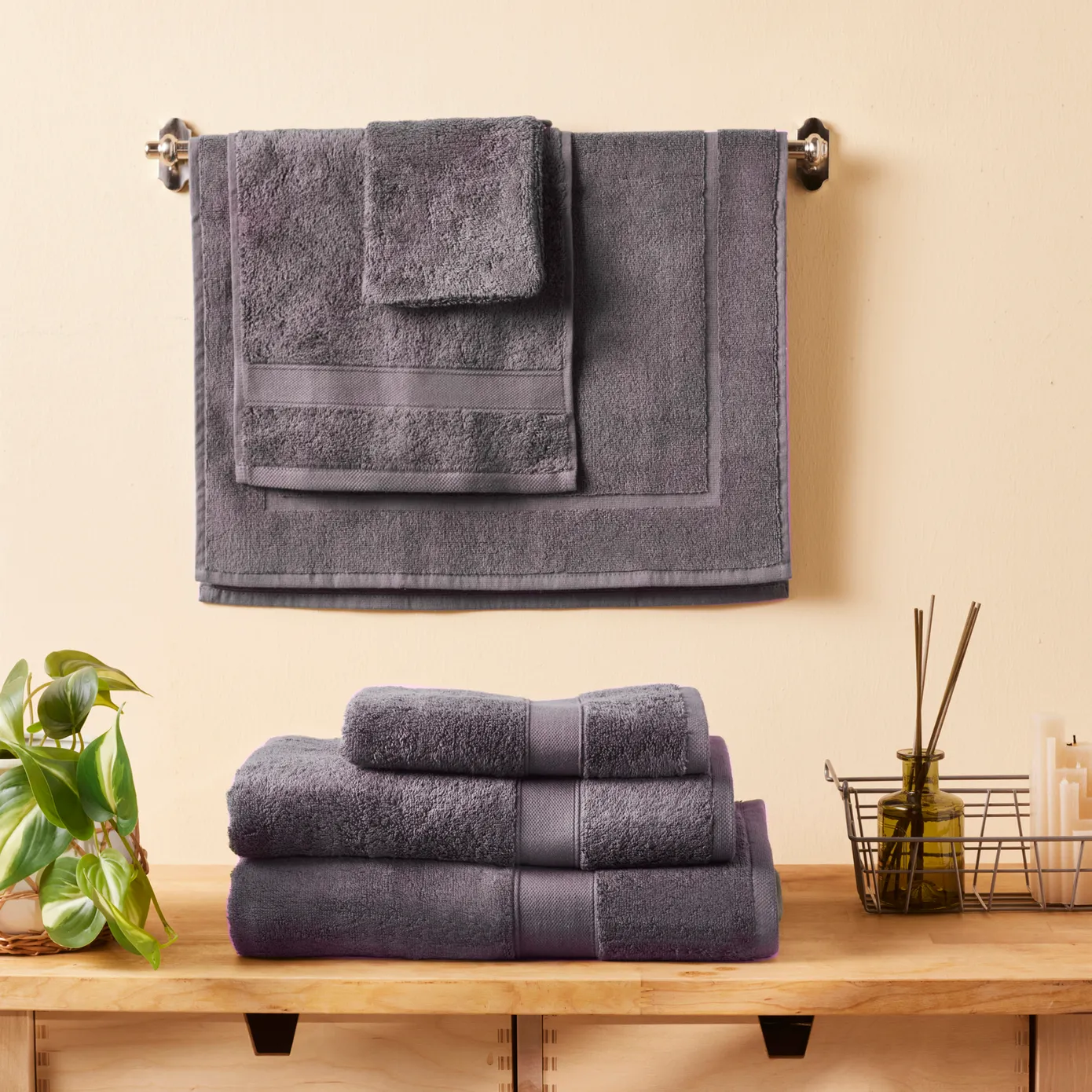 KARACA JOEY ANTHRACITE EGYPTIAN COTTON HAND TOWEL 50X100 - Image 2