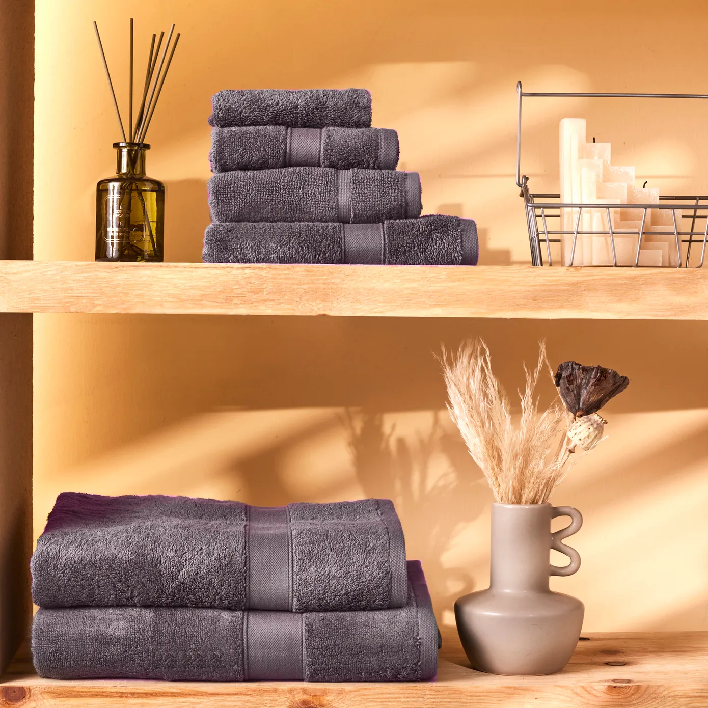 KARACA JOEY ANTHRACITE EGYPTIAN COTTON HAND TOWEL 50X100 - Image 3
