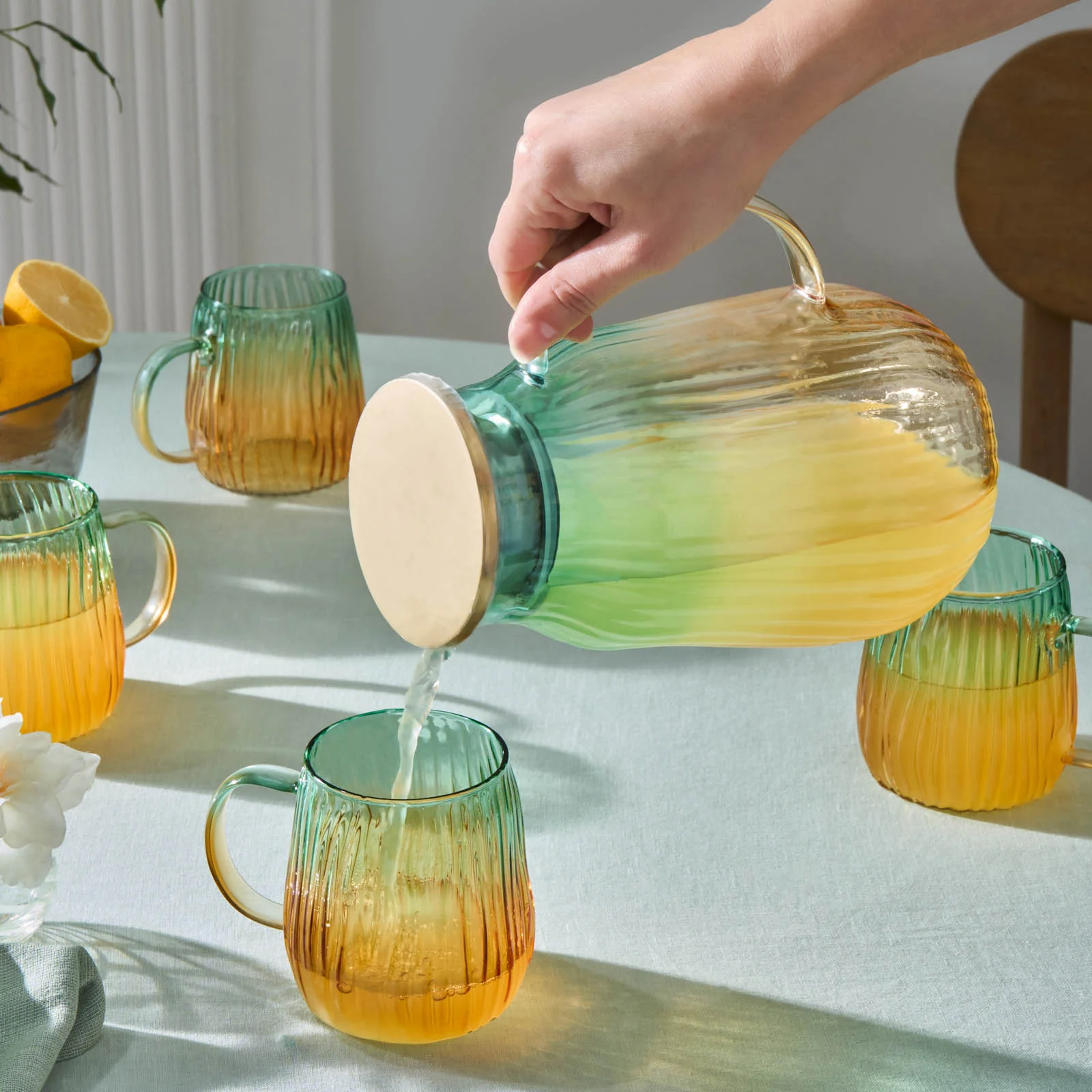 Karaca Jolie 7-delige Waterset Geel & Groen