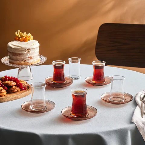 Karaca Juliet Mocha Mousse 12-delige Theeglazenset voor 6 Personen, 170 ml - Image 2