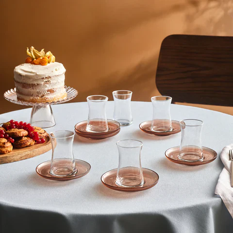 Karaca Juliet Mocha Mousse 12-delige Theeglazenset voor 6 Personen, 170 ml - Image 3