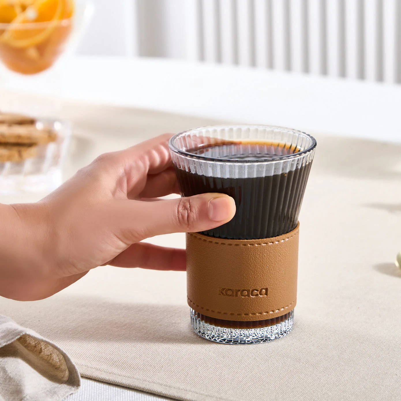 Karaca Leather Cool Touch Latte Glas 210 ML Bruin - Image 4